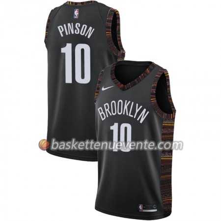 Maillot Basket Brooklyn Nets Theo Pinson 10 2018-19 Nike City Edition Noir Swingman - Homme